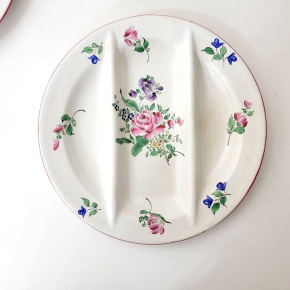 Keller & Guerin Luneville Old Strasbourg 3 Part Divided Plates Set of Two - Picture 8 of 8